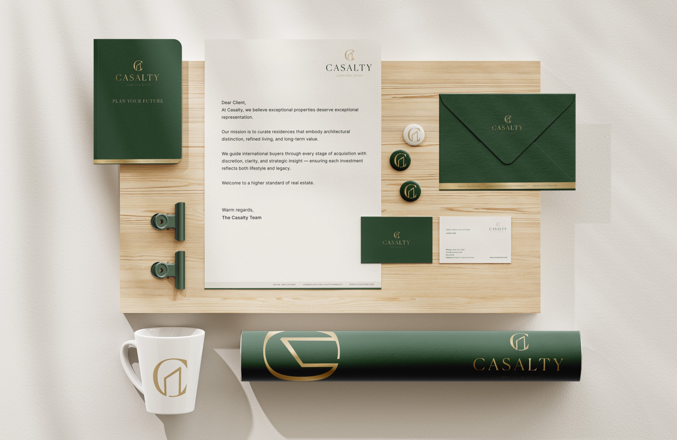 Casalty brand stationery and collateral