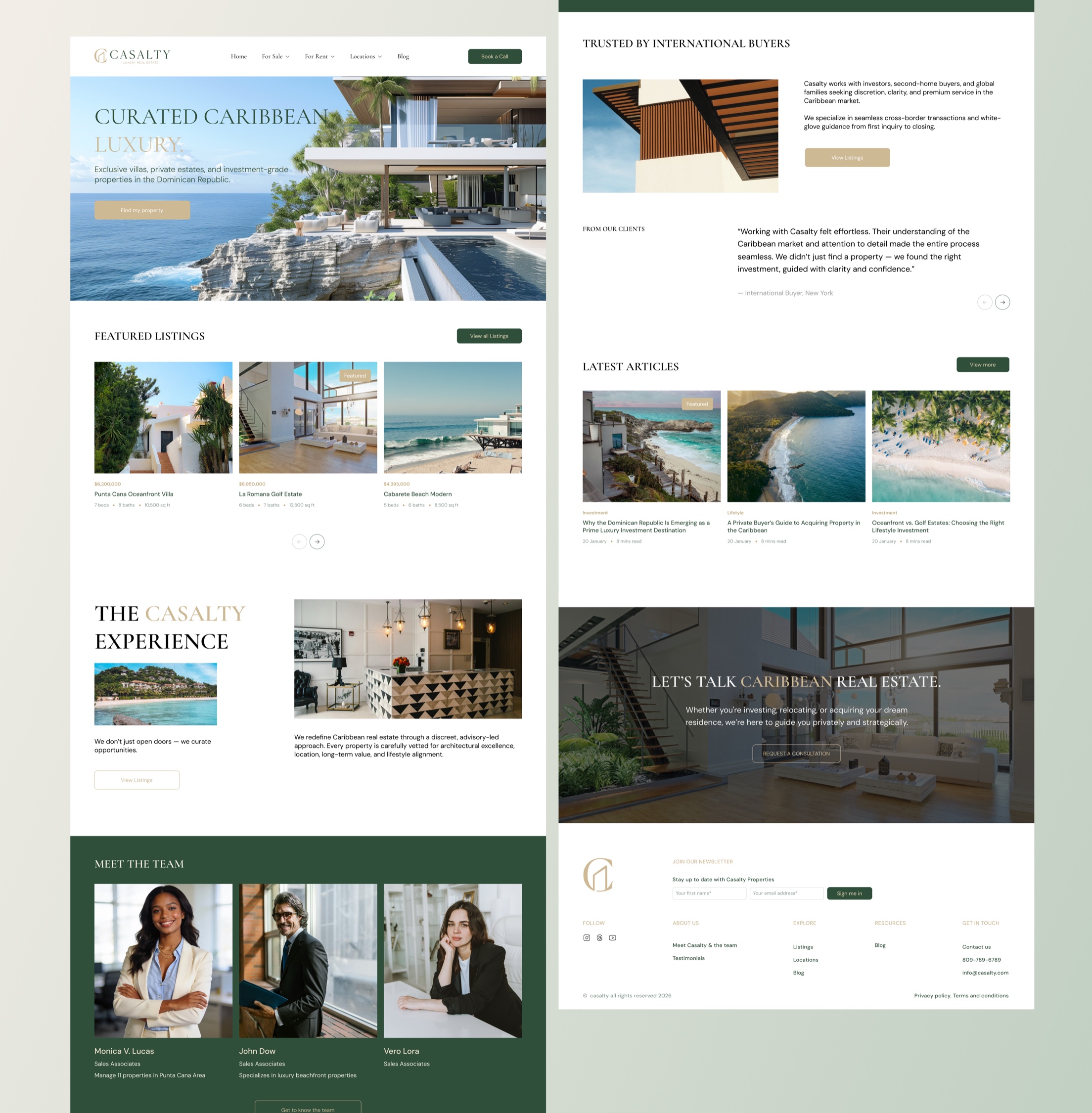 Full Casalty homepage, top to bottom