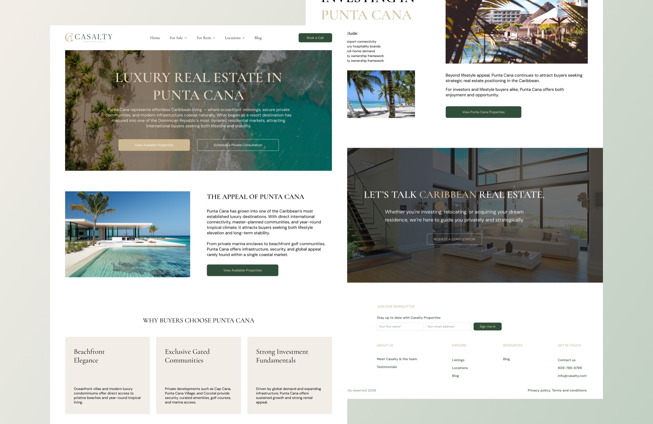 Casalty Punta Cana location landing page