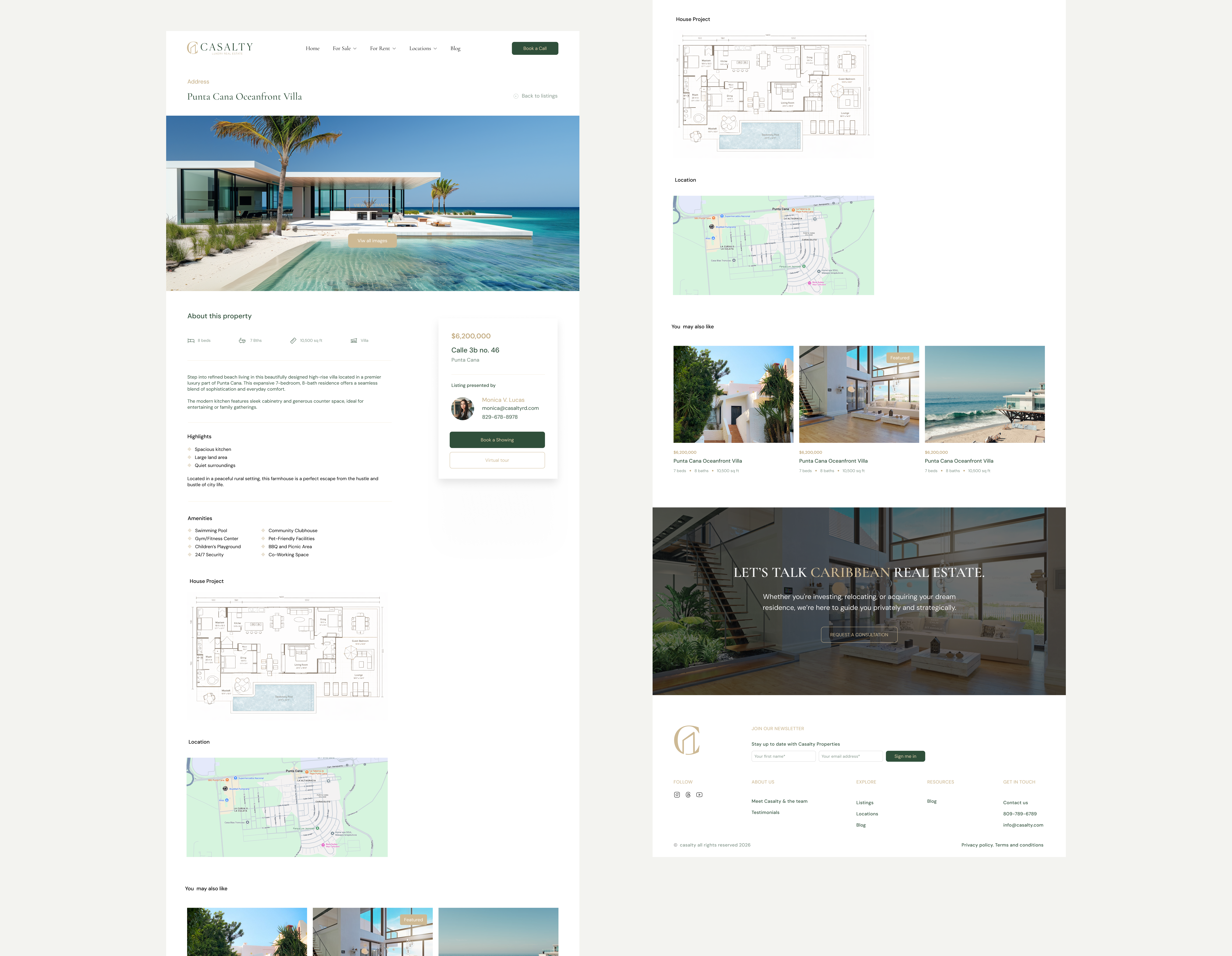 Casalty — luxury Caribbean real estate website template built in Framer by Ana K. Rosa