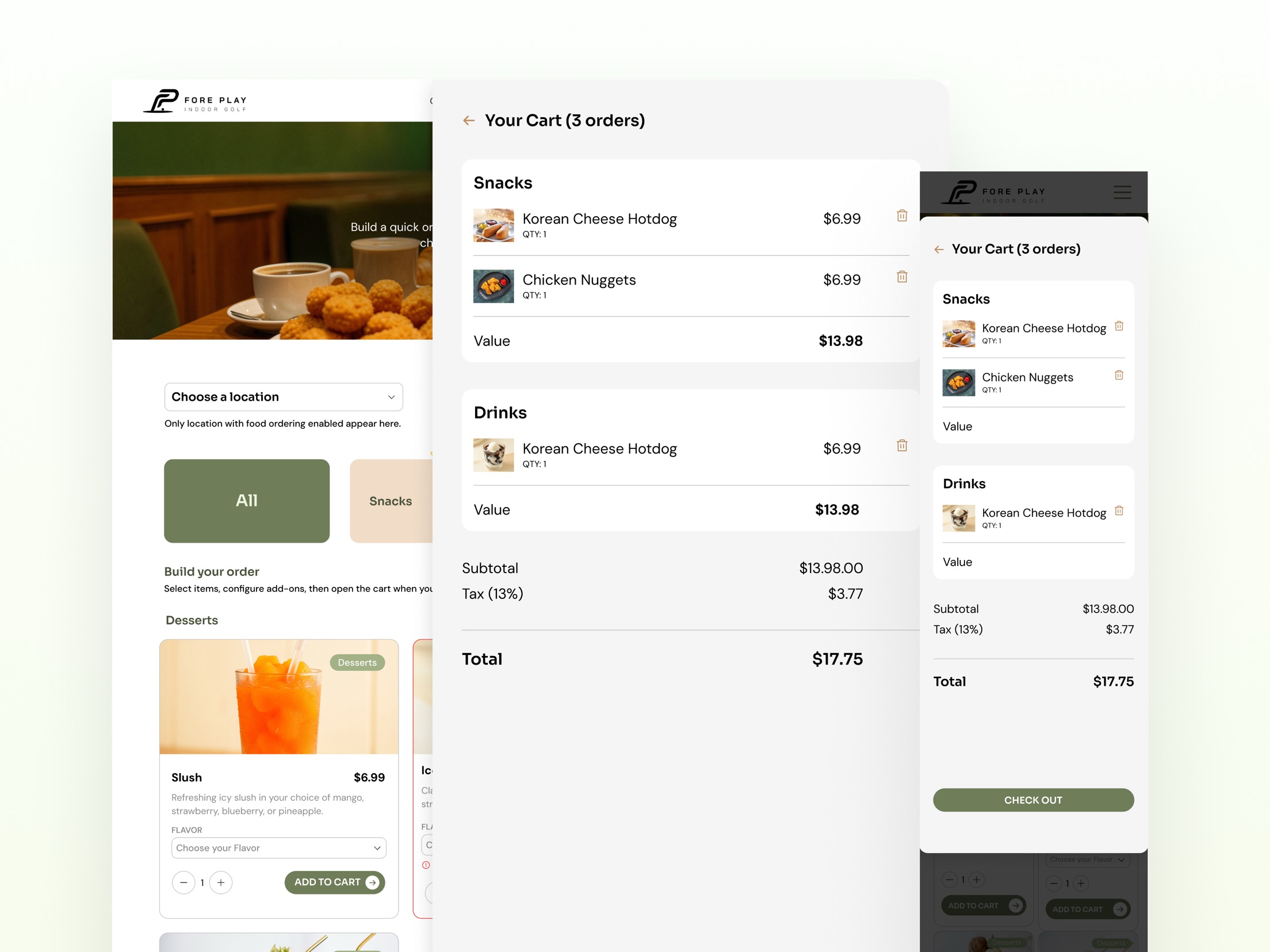 Fore Play food cart and checkout