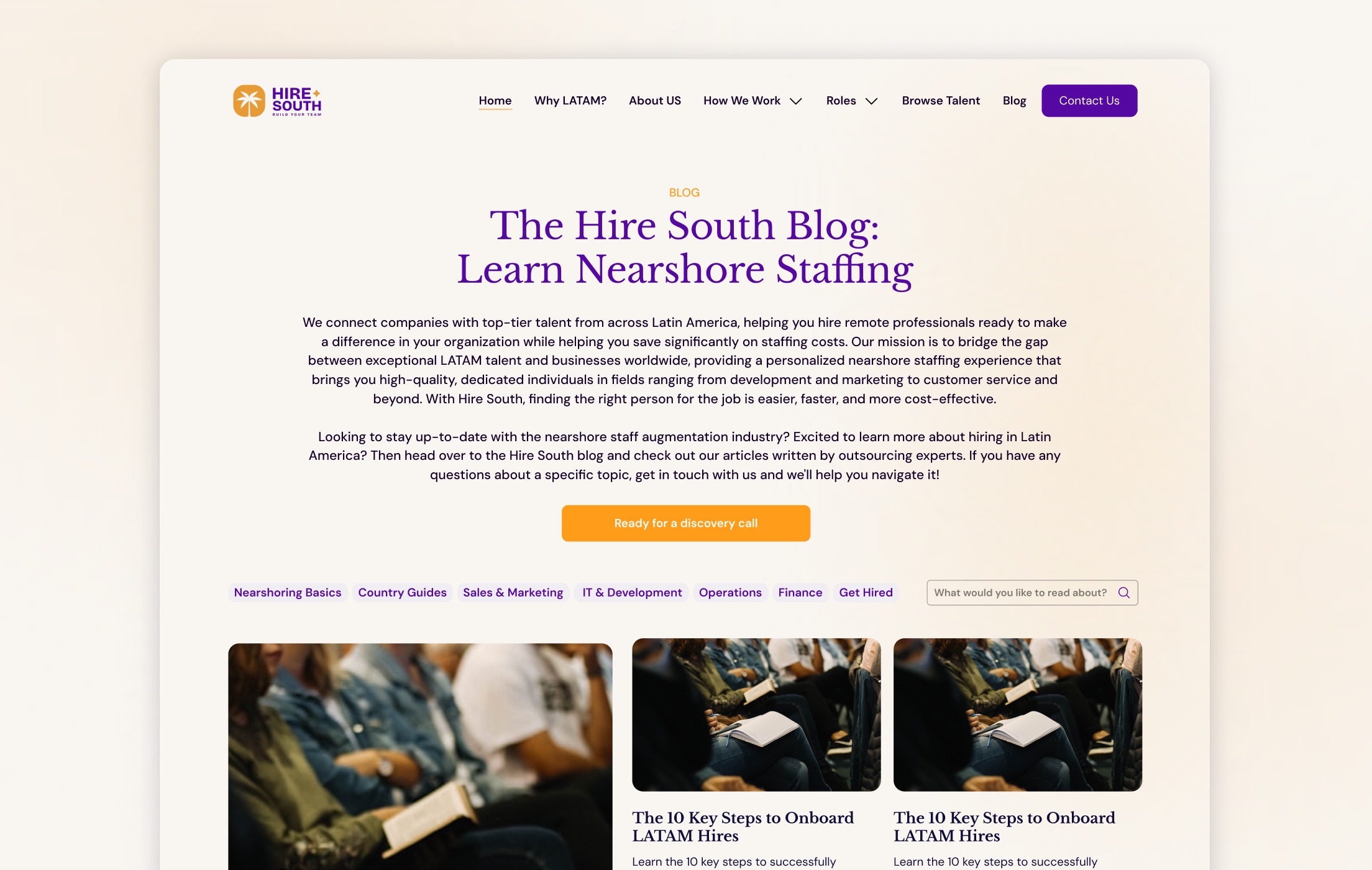 HireSouth blog with category filters