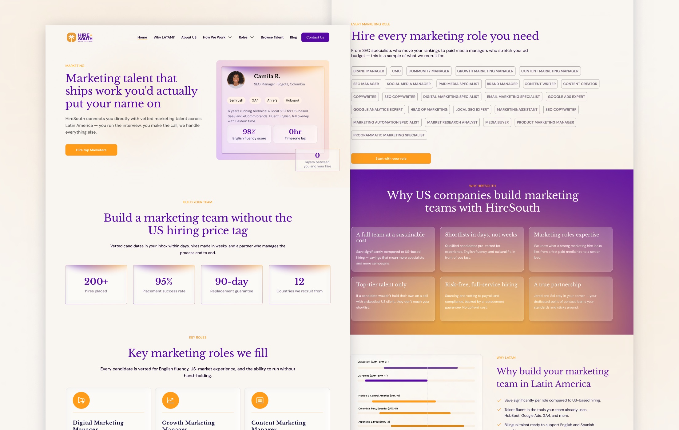 HireSouth marketing role landing page
